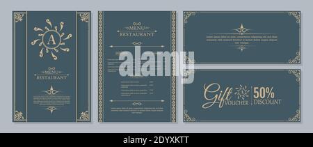 Menu Layout with Ornamental Elements. Stock Vector