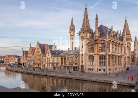 Gent, Belgium - November 13 2014: The beautiful historic old town of Gent, Belgium on a late afternoon in November Stock Photo