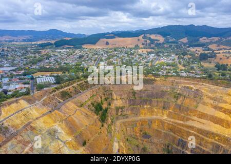 Aerial view of Martha mine at Waihi, New Zealand Stock Photo