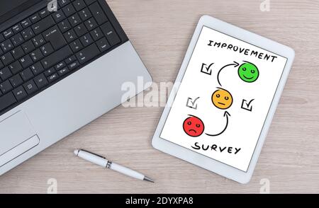 Survey concept shown on a digital tablet Stock Photo