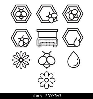 set of minimal icons beekeeping theme Stock Vector