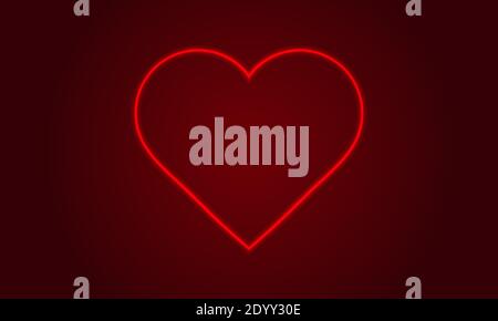 Neon heart. Romantic design for Happy Valentines Day.  Stock Vector