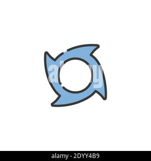 Hurricane icon category two. Filled color icon. Isolated weather vector illustration Stock Vector