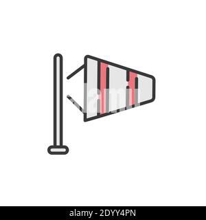 Strong wind. Filled color icon. Isolated weather vector illustration Stock Vector