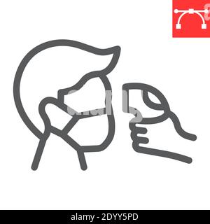 Check body temperature line icon, coronavirus and covid-19, checking body temperature sign vector graphics, editable stroke linear icon, eps 10. Stock Vector