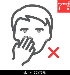 Do not touch your face line icon, coronavirus and covid-19, don t touch face sign vector graphics, editable stroke linear icon, eps 10. Stock Vector