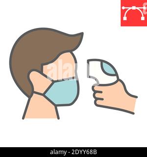 Check body temperature color line icon, coronavirus and covid-19, checking body temperature sign vector graphics, editable stroke filled outline icon Stock Vector