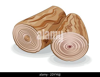 vector firewood, wooden fighting, for fireplace or fire, picture in hand drawing cartoon style Stock Vector