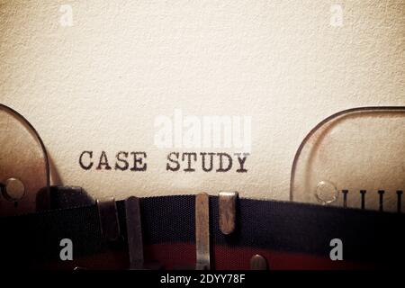 Case study phrase written with a typewriter. Stock Photo