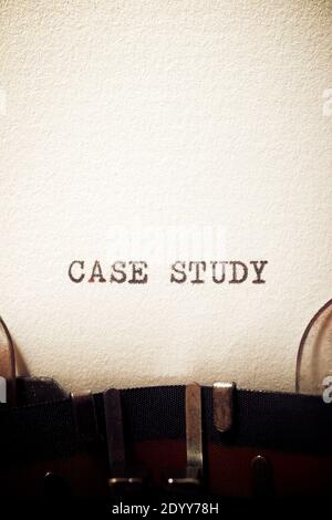 Case study phrase written with a typewriter. Stock Photo