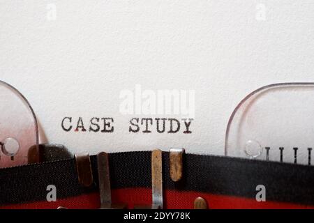 Case study phrase written with a typewriter. Stock Photo