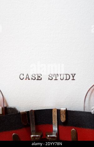 Case study phrase written with a typewriter. Stock Photo