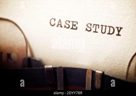 Case study phrase written with a typewriter. Stock Photo