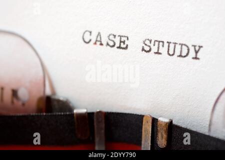 Case study phrase written with a typewriter. Stock Photo