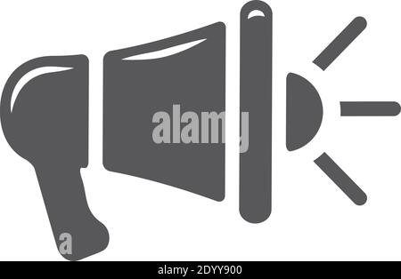 Megaphone gray line icon. Loudspeaker, speaker, alert, announcement, horn symbol. Stock Vector