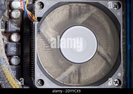 Dust on the pc cooler processor Stock Photo