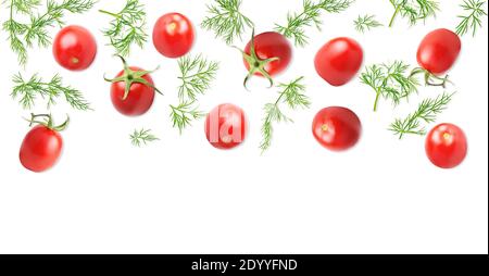 Creative layout made of fresh raw tomato and dill Stock Photo