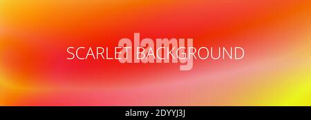 Abstract blurred scarlet background with gradient to yellow orange. Wide vector graphic pattern Stock Vector