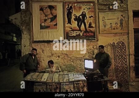 MOROCCO / Essaouira /Pirate CDs and DVDs are on sale in Moroccan souks for less than a dollar. Stock Photo