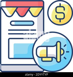 Online marketing RGB color icon Stock Vector
