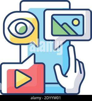 Content marketing RGB color icon Stock Vector