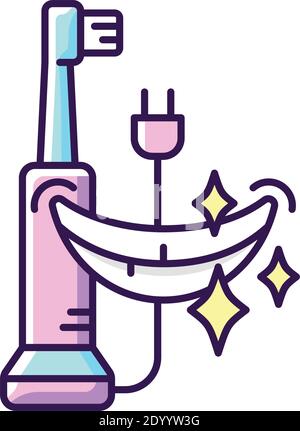 Electric toothbrush RGB color icon Stock Vector
