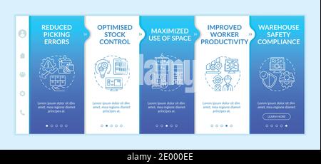 Warehouse process optimization onboarding vector template Stock Vector