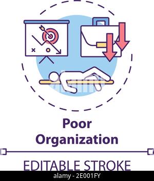 Poor organization concept icon Stock Vector