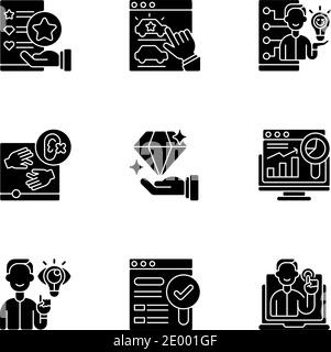 Responsive website design black glyph icons set on white space Stock Vector