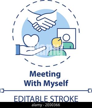 Meeting with myself concept icon Stock Vector