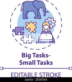 Big tasks, small tasks concept icon Stock Vector