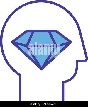 Diamond brain RGB color icon Stock Vector