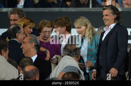 Margarita Louis-Dreyfus, Olympique de Marseille owner and Vincent Labrune, President during the French First League soccer match, Olympique de Marseille Vs Paris Saint-Germain at Veledrome stadium in Marseille, France on October 5, 2013. PSG'S WON 2-1. Photo by Christian Liewig/ABACAPRESS.COM Stock Photo