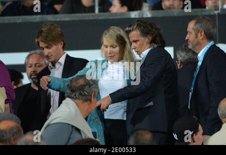 Margarita Louis-Dreyfus, Olympique de Marseille owner and Vincent Labrune, President during the French First League soccer match, Olympique de Marseille Vs Paris Saint-Germain at Veledrome stadium in Marseille, France on October 5, 2013. PSG'S WON 2-1. Photo by Christian Liewig/ABACAPRESS.COM Stock Photo