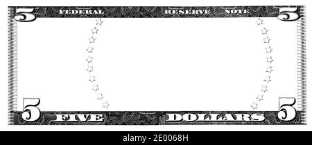 U.S. 5 dollar border with empty middle area Stock Photo