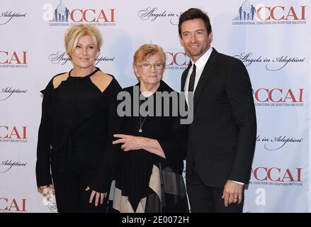 Actor Hugh Jackman , wife Deborra-lee Furness and her mother Faye Duncan attend the 15th Annual Angels in Adoption award from the Congressional Coalition on Adoption Institute at the Ronald Regan Building in Washington, DC, USA, on Wednesday October 9, 2013. Photo by Olivier Douliery/ABACAPRESS.COM Stock Photo