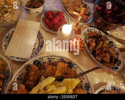 Traditional lithuanian Christmas food served for Christmas dinner Stock Photo