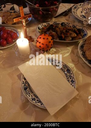 Traditional lithuanian Christmas food served for Christmas dinner Stock Photo