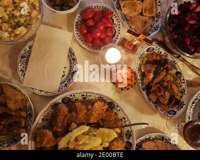 Traditional lithuanian Christmas food served for Christmas dinner Stock Photo