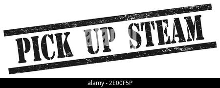 PICK  UP  STEAM text on black grungy rectangle vintage stamp. Stock Photo