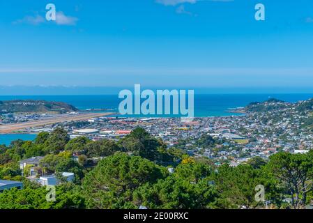 Aerial view of Wellington International airport in New Zealand Stock Photo