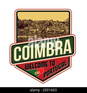 Coimbra travel sticker on white background, vector illustration Stock Vector