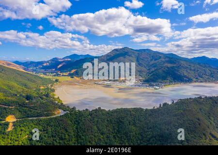Aerial view of Havelock in New Zealand Stock Photo