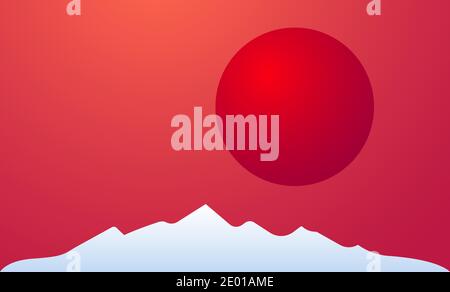 Sunset in mountain Vector illustration Stock Vector