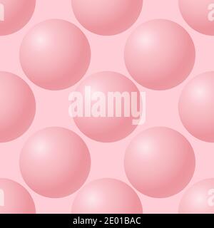 Bubble print Vector illustration in 3D style Seamless pattern with pink balls on light pink background Stock Vector