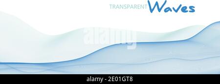 Abstract background with transparent undulating light blue thin lines. Minimal vector graphics Stock Vector