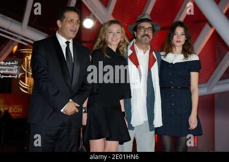 Nour Eddine Lakhmari, Sylvie Testud, Atiq Rahimi and Astrid Berges Frisbey attending the screening of the film Waltz For Monica as part of the 13th Marrakech Film Festival, Morocco on December 4, 2013. Photo by Nicolas Briquet/ABACAPRESS.COM Stock Photo