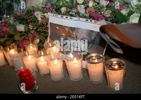 French people pay tribute to Nelson Mandela in front of South African embassy in Paris, France on December 6, 2013. Photo by Alain Apaydin/ABACAPRESS.COM Stock Photo