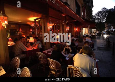 Street scene in the Latin Quarter at night  ,latin quarter , Paris, France Stock Photo