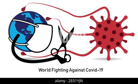World fighting against covid-19 concept design vector illustration Stock Vector